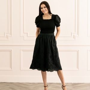 Rachel Parcell Eyelet Linen A-Line Skirt